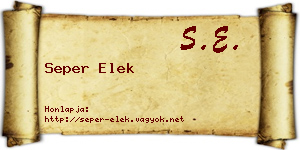 Seper Elek névjegykártya